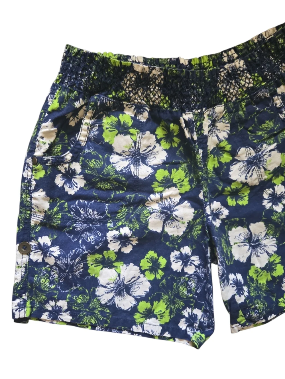MASSINI Tropical Floral Linen Shorts - Small